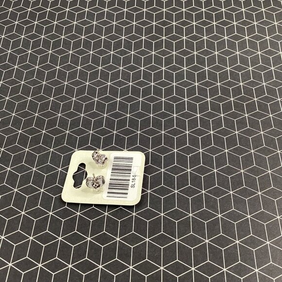 Shaped Rhinestone Post Earrings 1/2” Silver-tone Hypoallergenic New - Picture 3 of 3